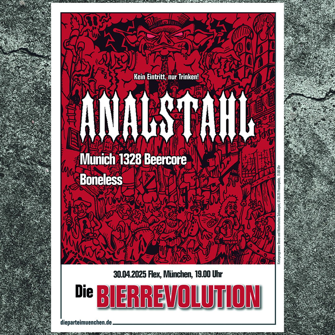 VORGLÜHEN BIERREVOLUTION MIT ANALSTAHL 30.04.2025 – Flex, München, 19.00 Uhr